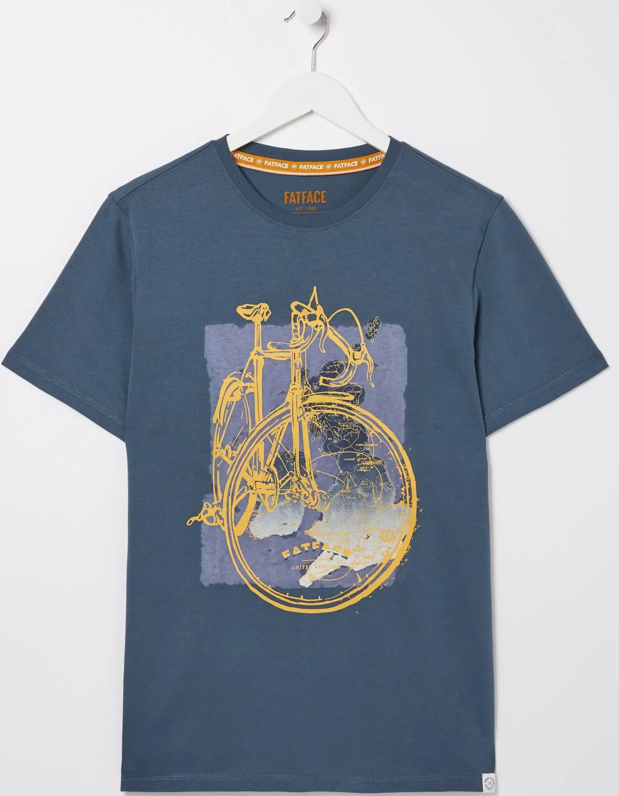 FatFace Bike Map T-Shirt Navy Outlet