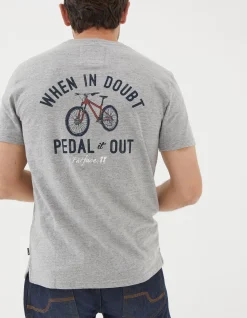 FatFace Bike Pedal T-Shirt Grey Marl Clearance
