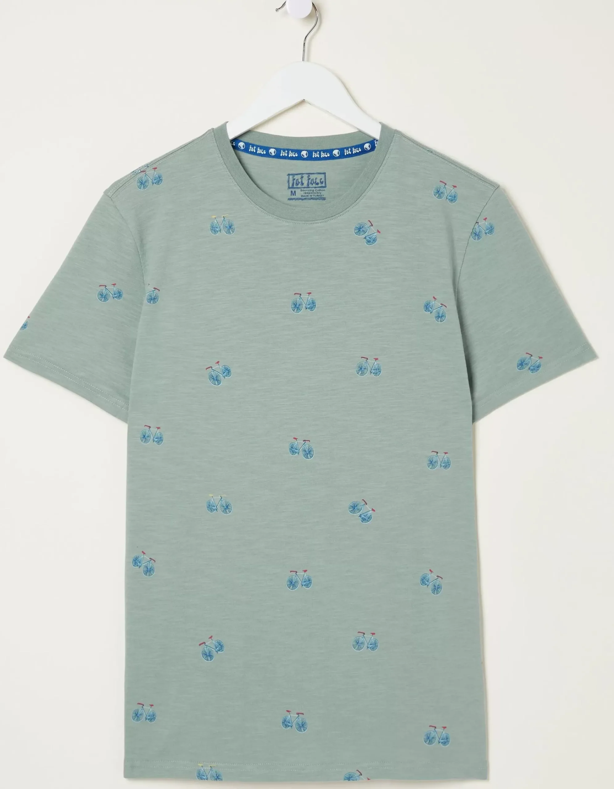 FatFace Bike Print T-Shirt Light Green Sale