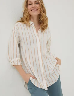 FatFace Billie Linen Blend Shirt White New