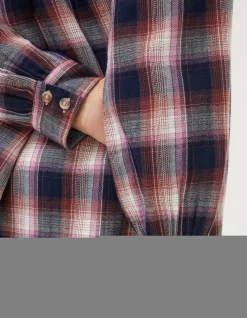 FatFace Billie Longline Check Shirt Navy Discount