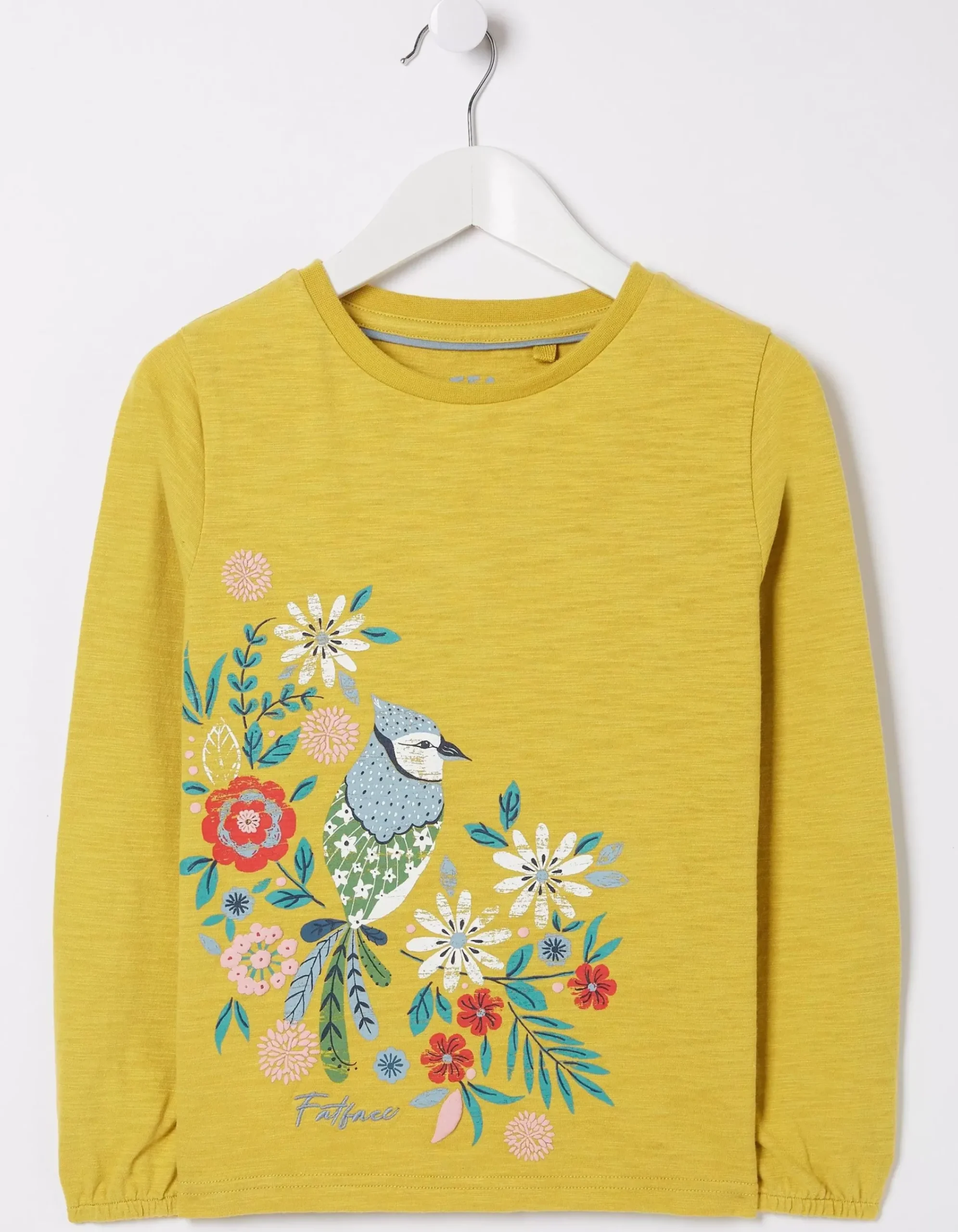 FatFace Bird Graphic T-Shirt Washed Yellow Discount
