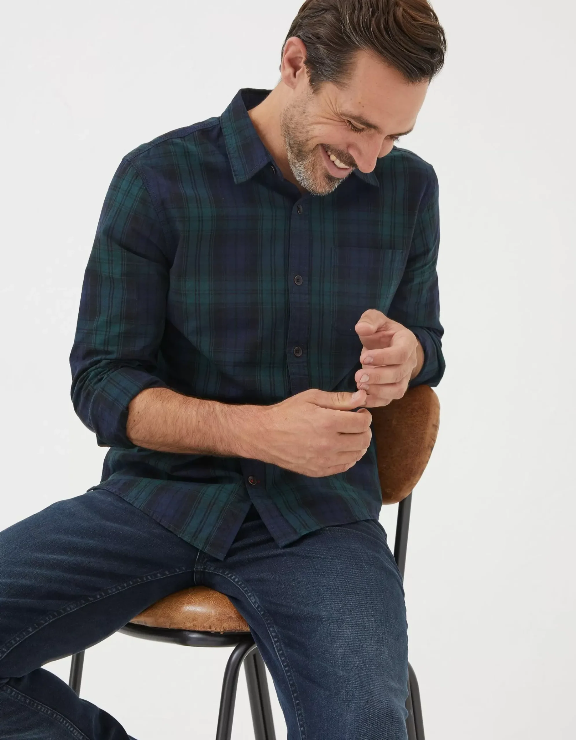 FatFace Blackthorn Check Shirt Dark Green