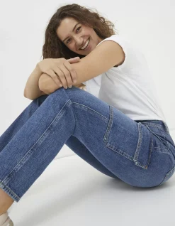 FatFace Blair Cargo Jeans Mid Blue Sale