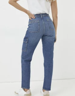 FatFace Blair Cargo Jeans Mid Blue Sale