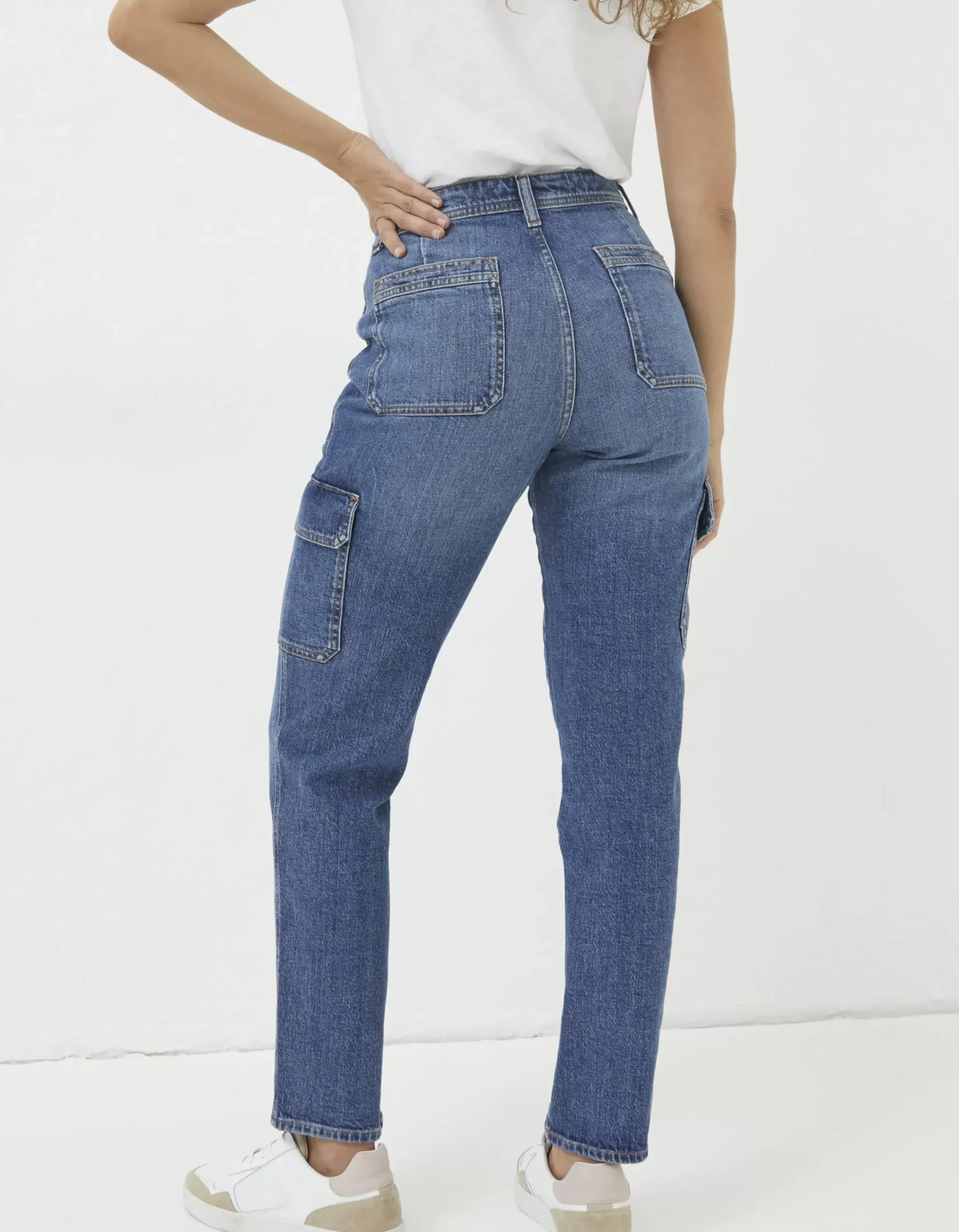 FatFace Blair Cargo Jeans Mid Blue Sale