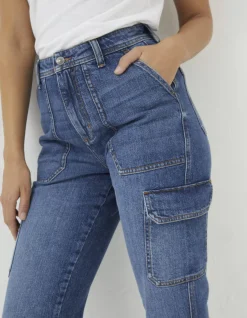 FatFace Blair Cargo Jeans Mid Blue Sale