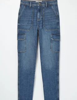 FatFace Blair Cargo Jeans Mid Blue Sale