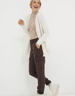 FatFace Blair Tencel Carpenter Trousers Dark Burgundy Online