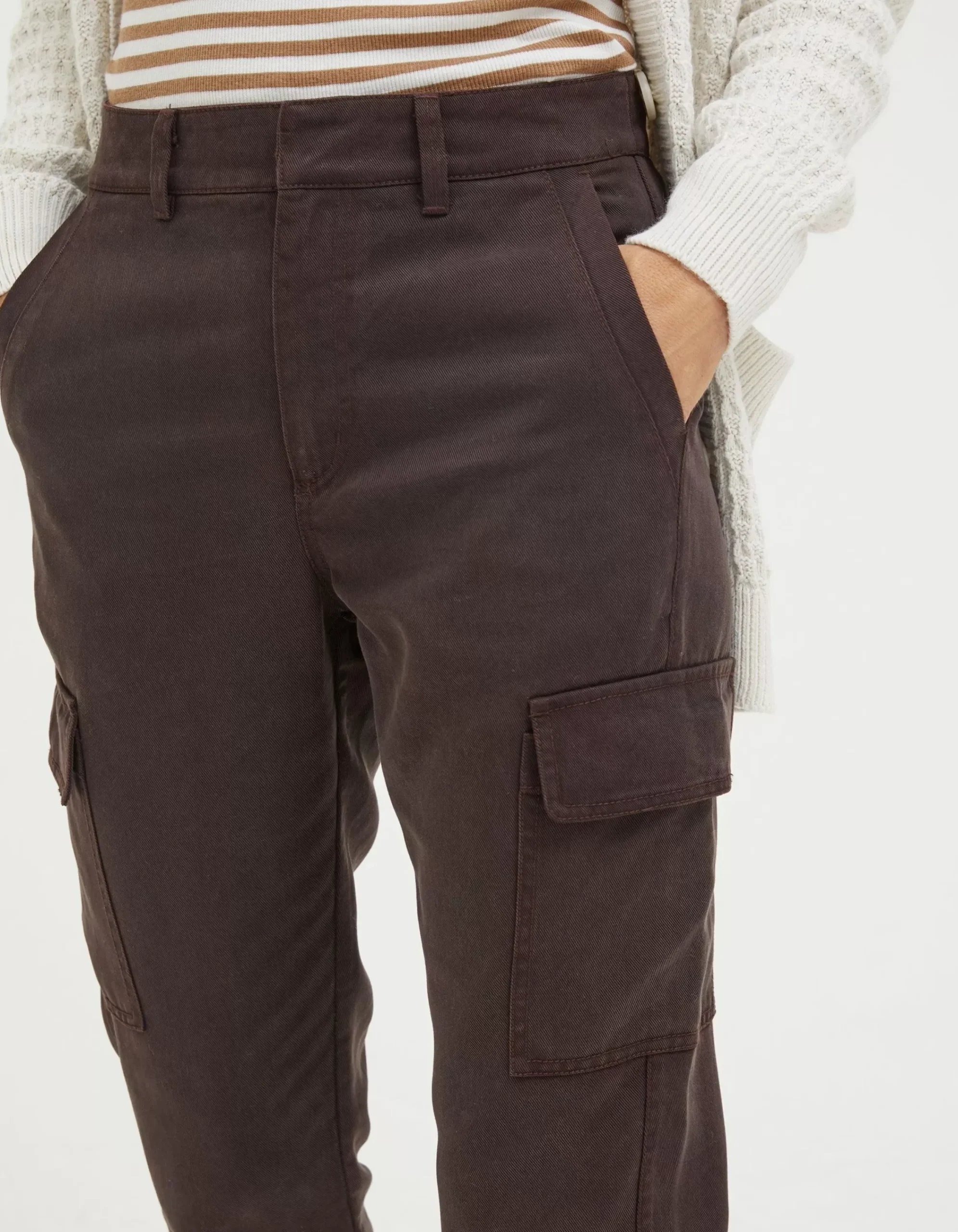 FatFace Blair Tencel Carpenter Trousers Dark Burgundy Online
