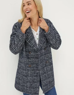 FatFace Blair Wool Blend Coat Navy Hot