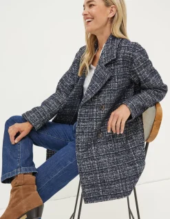 FatFace Blair Wool Blend Coat Navy Hot
