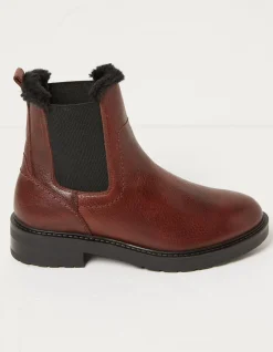 FatFace Blake Fur Lined Chelsea Boot Burgundy Discount
