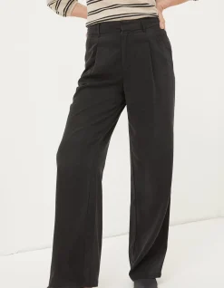 FatFace Blake Wide Leg Drape Trouser Washed Black Outlet
