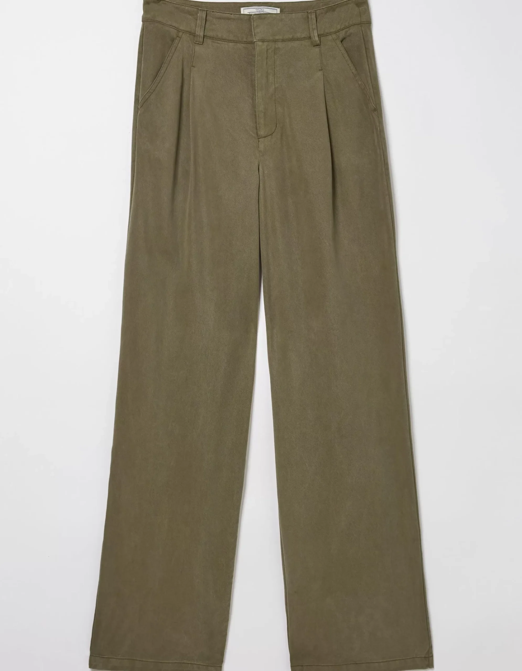 FatFace Blake Wide Leg Drape Trousers Khaki Green Discount
