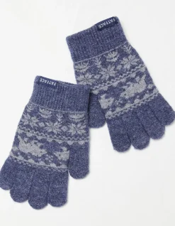 FatFace Bobbi Bear Fairisle Gloves Blue Marl Best