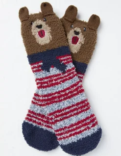 FatFace Bobbi Bear Fluffy Socks Brown