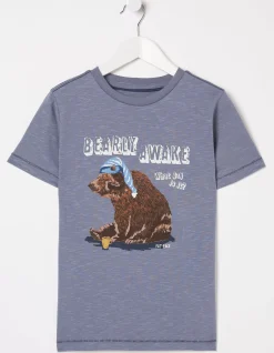 FatFace Bobbi Bear Graphic T-Shirt Blue Sale