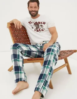 FatFace Bobbi Bear Jacquard Pyjama Bottoms Green Best