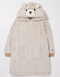 FatFace Bobbi Bear Oversized Hoodie Brown Clearance