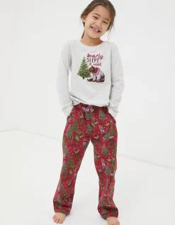FatFace Bobbi Bear Pyjama Set Berry Pink