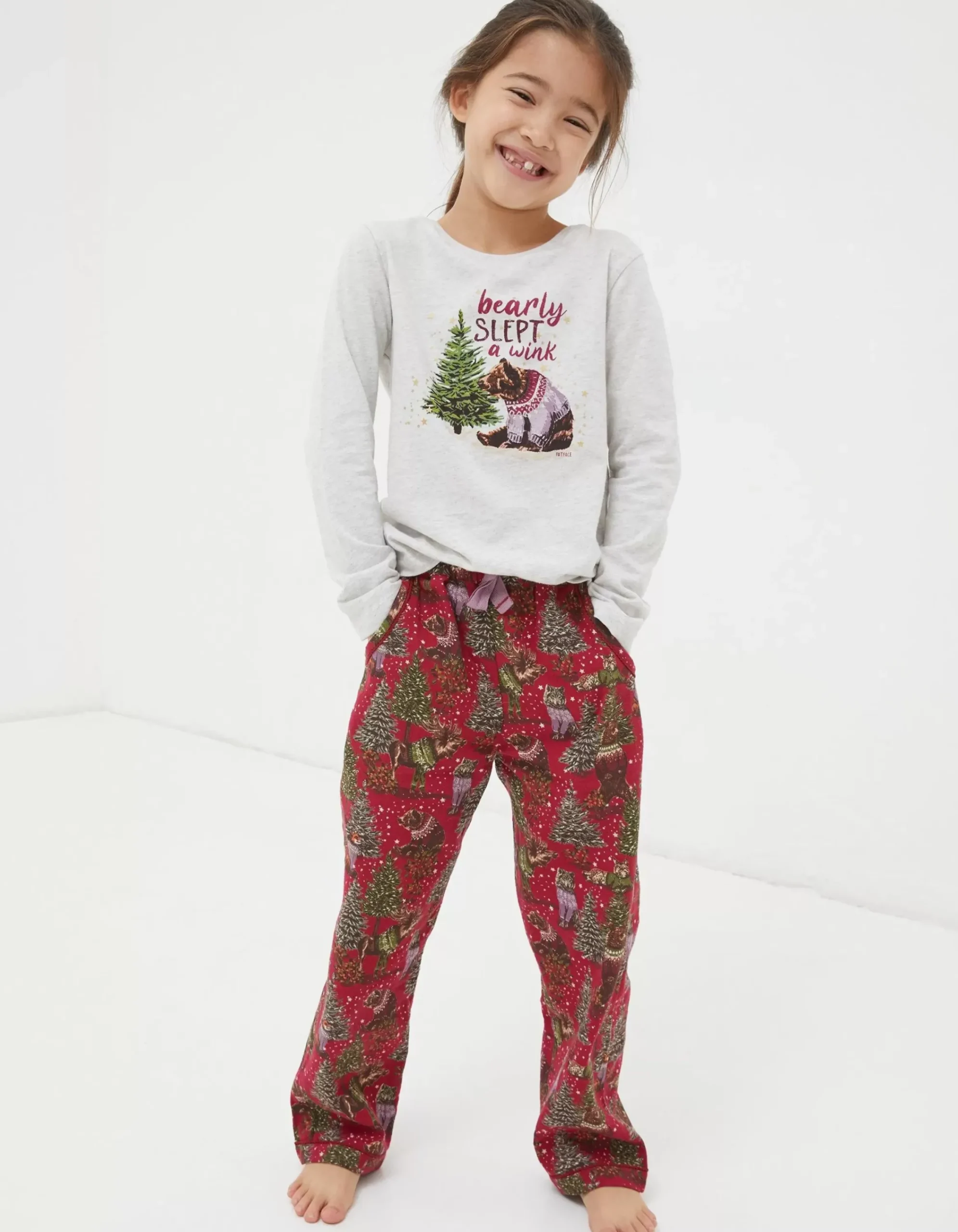 FatFace Bobbi Bear Pyjama Set Berry Pink
