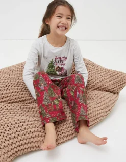 FatFace Bobbi Bear Pyjama Set Berry Pink