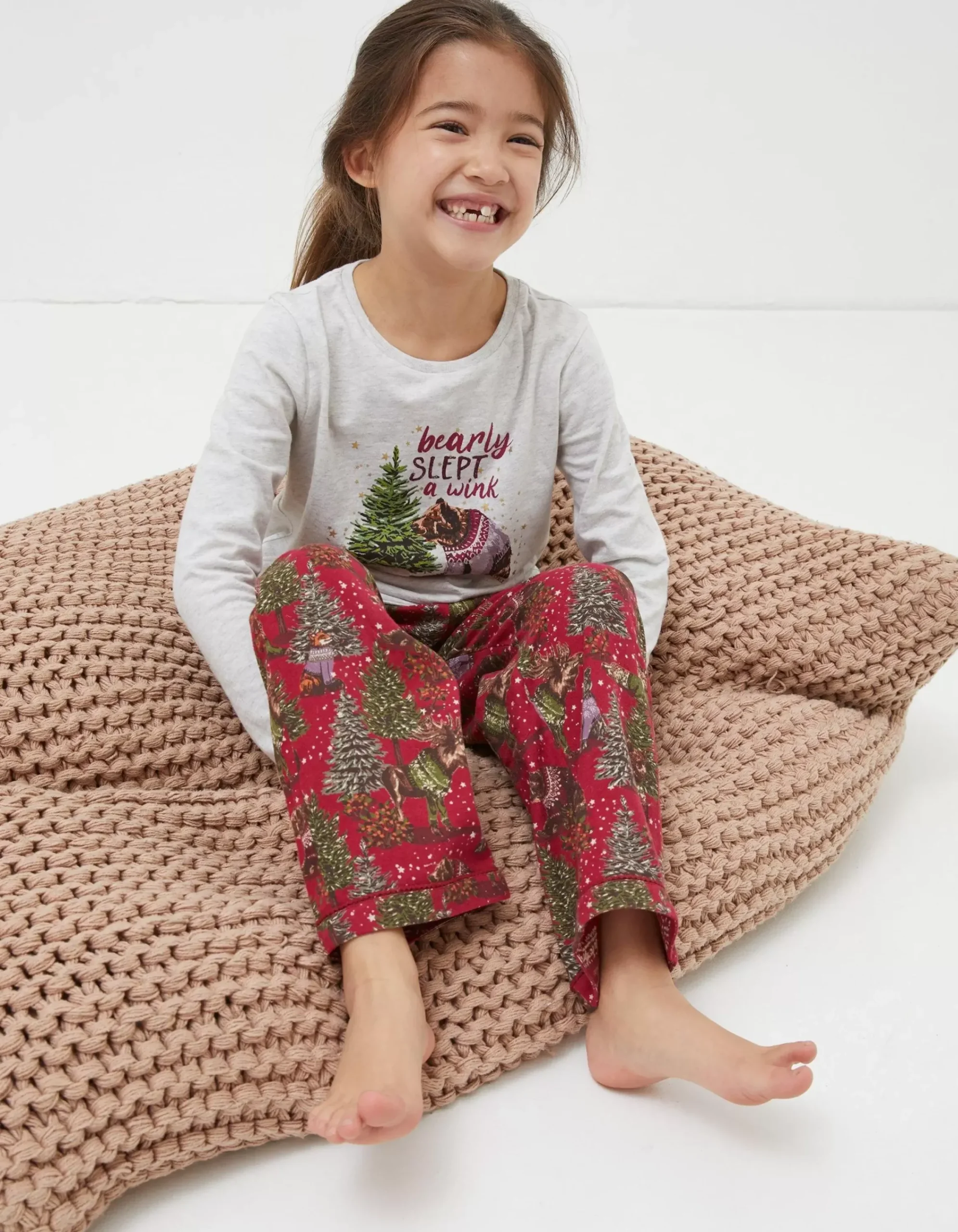 FatFace Bobbi Bear Pyjama Set Berry Pink