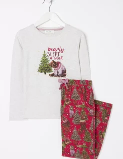 FatFace Bobbi Bear Pyjama Set Berry Pink