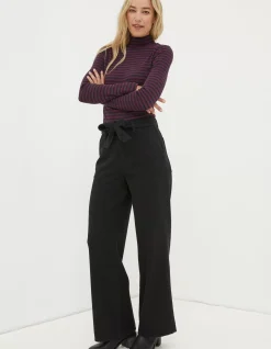 FatFace Bodi Belted Drape Trousers Black Hot