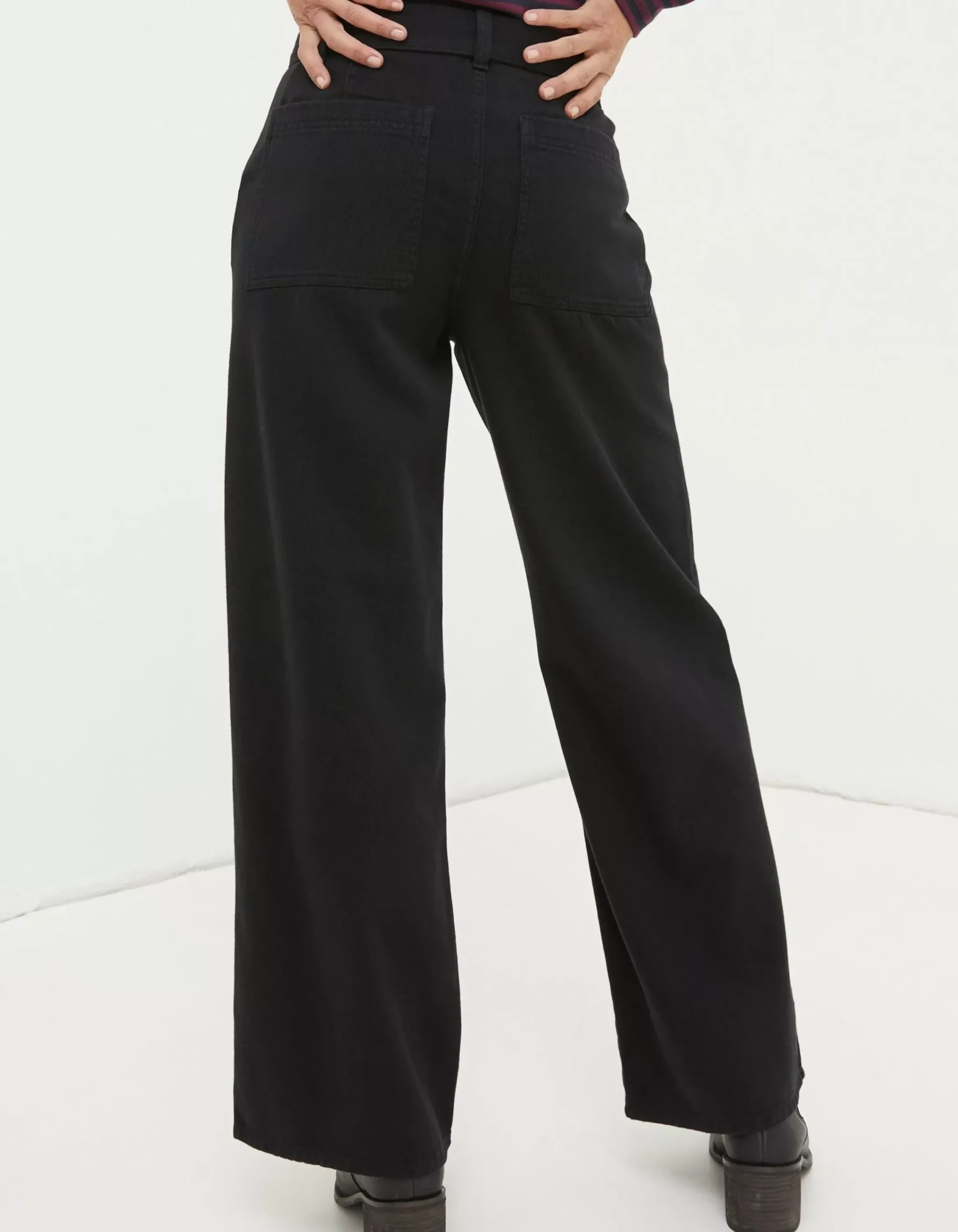 FatFace Bodi Belted Drape Trousers Black Hot