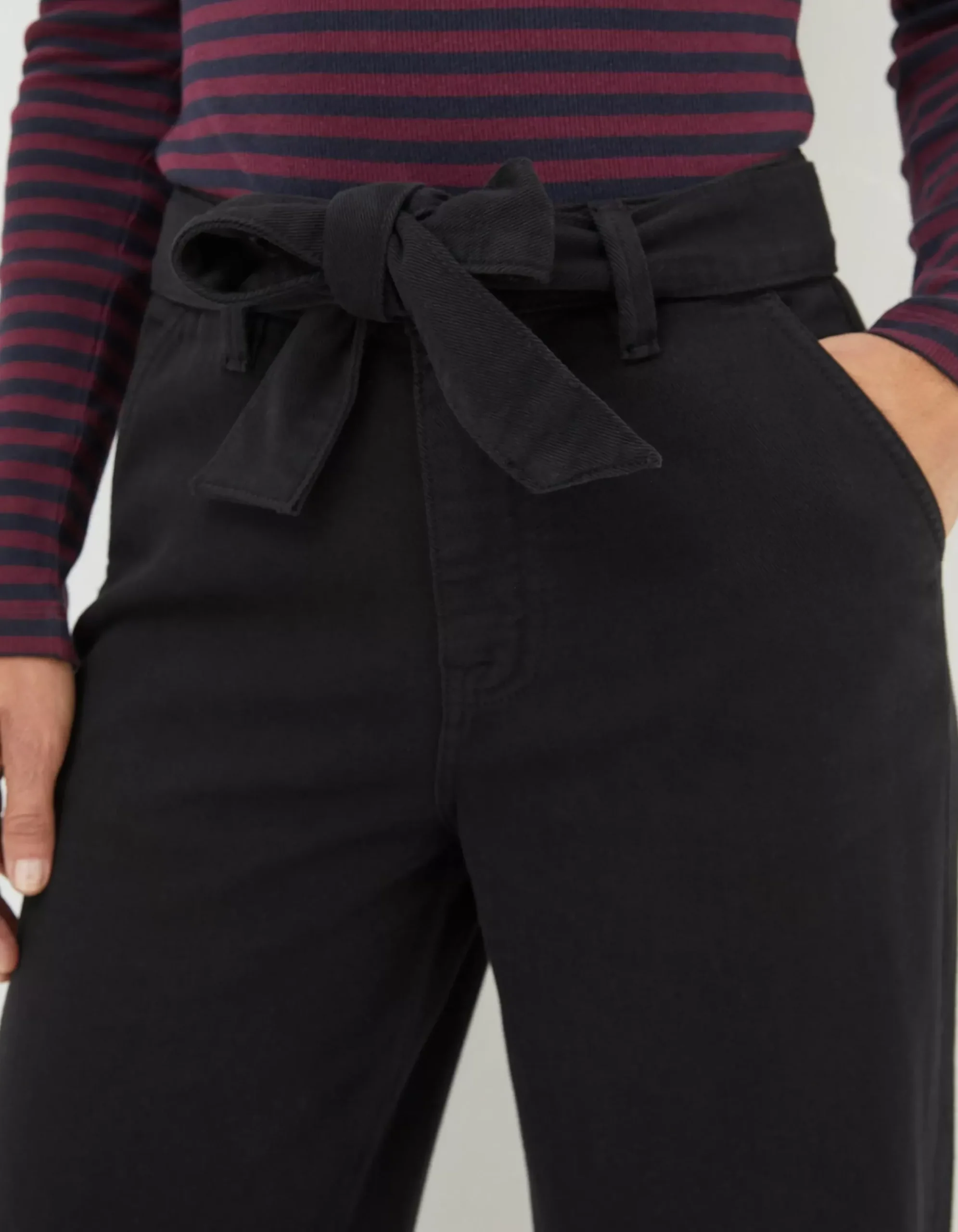 FatFace Bodi Belted Drape Trousers Black Hot