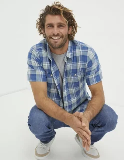 FatFace Bodmin Indigo Check Shirt Blue Clearance