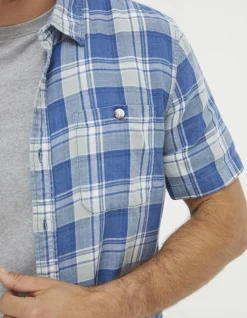 FatFace Bodmin Indigo Check Shirt Blue Clearance