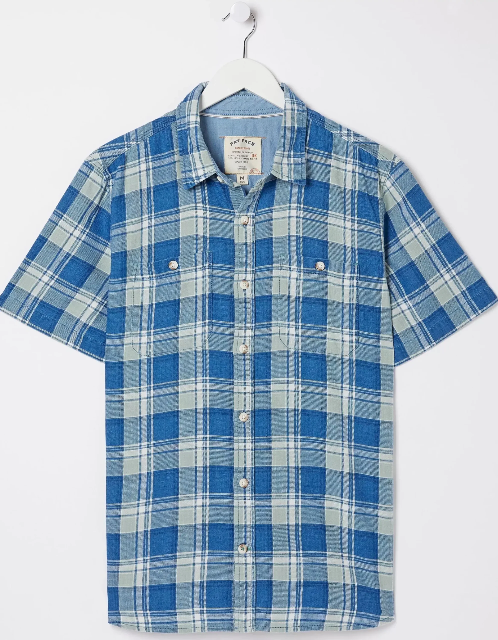 FatFace Bodmin Indigo Check Shirt Blue Clearance
