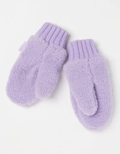FatFace Borg Mittens Lilac