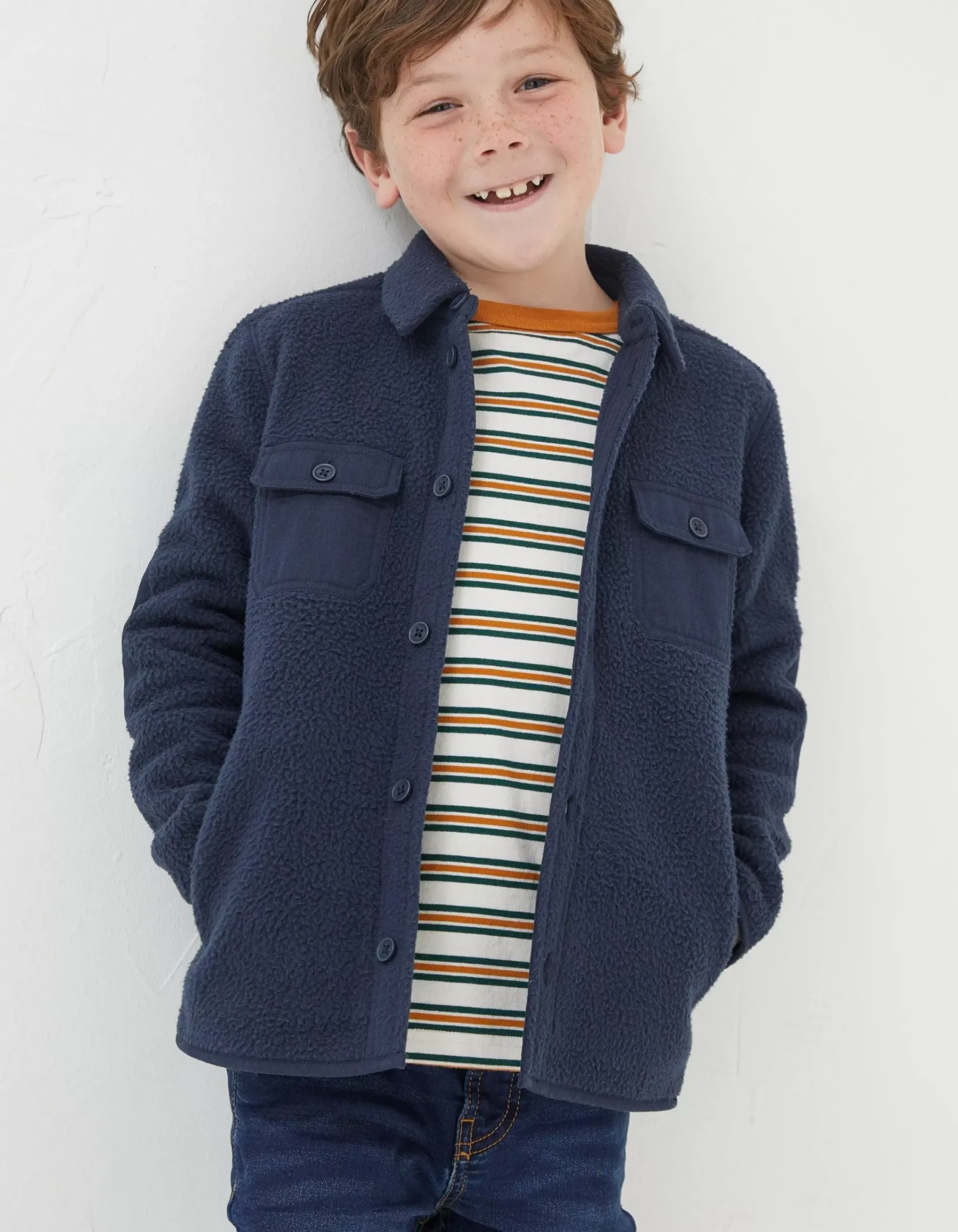 FatFace Borg Shacket Navy Best