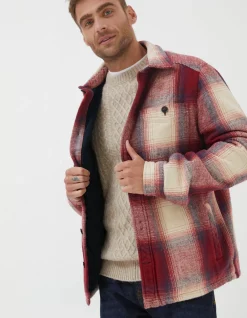 FatFace Boulby Check Overshirt Washed Red