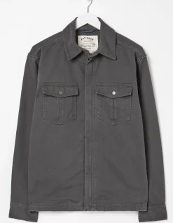 FatFace Bowd Zip Front Overshirt Dark Grey Discount