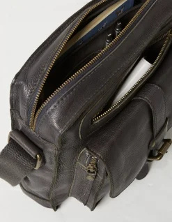 FatFace Bramdean Leather Crossbody Bag Charcoal Grey Outlet