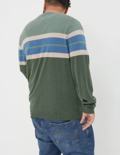 FatFace Braunton Chest Stripe Crew Jumper Green Online