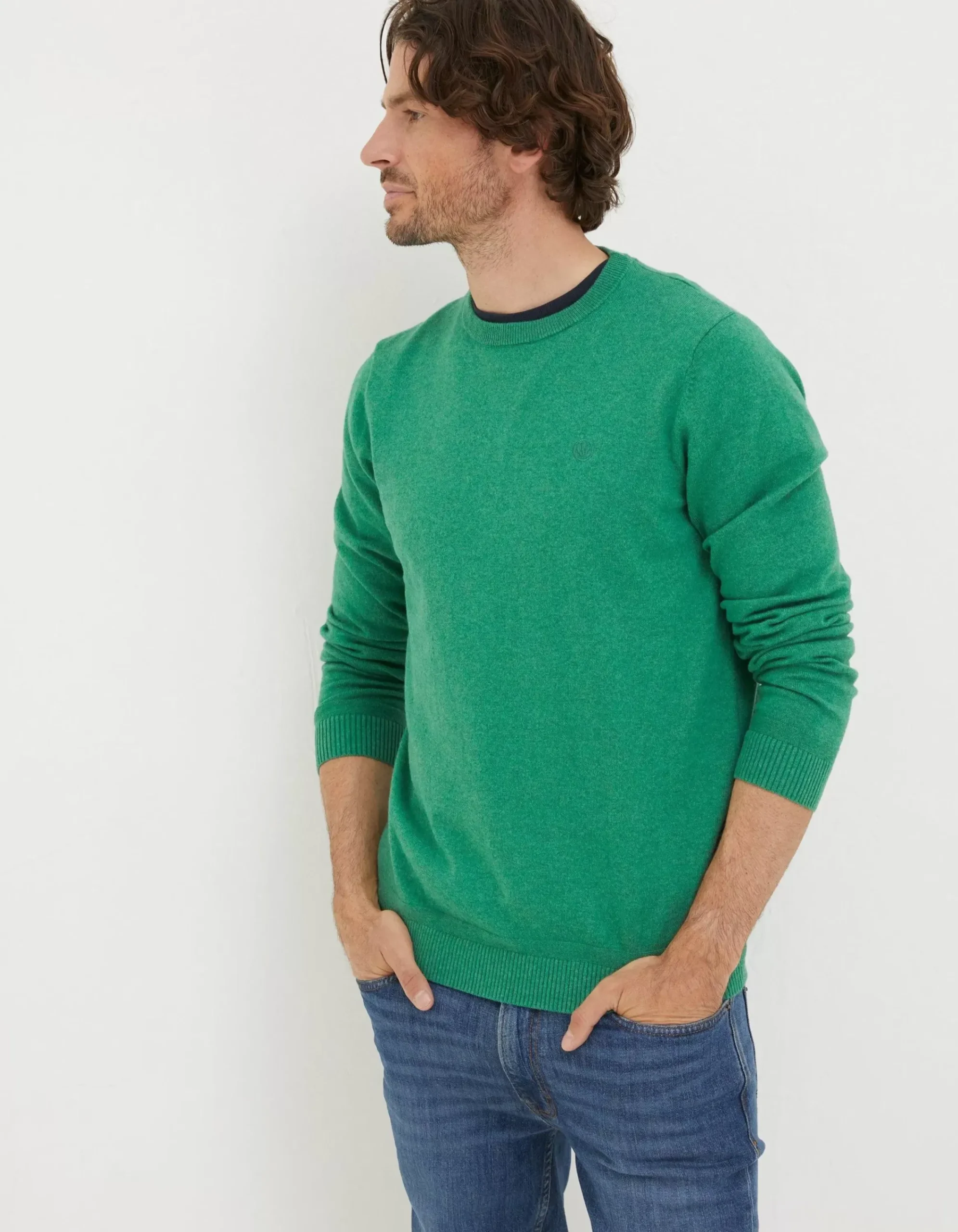 FatFace Braunton Crew Jumper Green