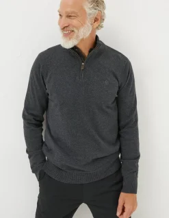 FatFace Braunton Half Neck Jumper Charcoal Grey