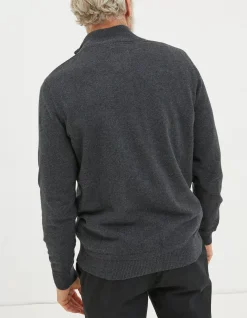 FatFace Braunton Half Neck Jumper Charcoal Grey