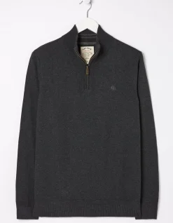 FatFace Braunton Half Neck Jumper Charcoal Grey