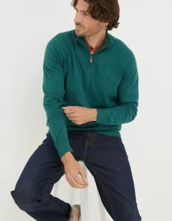 FatFace Braunton Half Neck Jumper Jade Green Outlet
