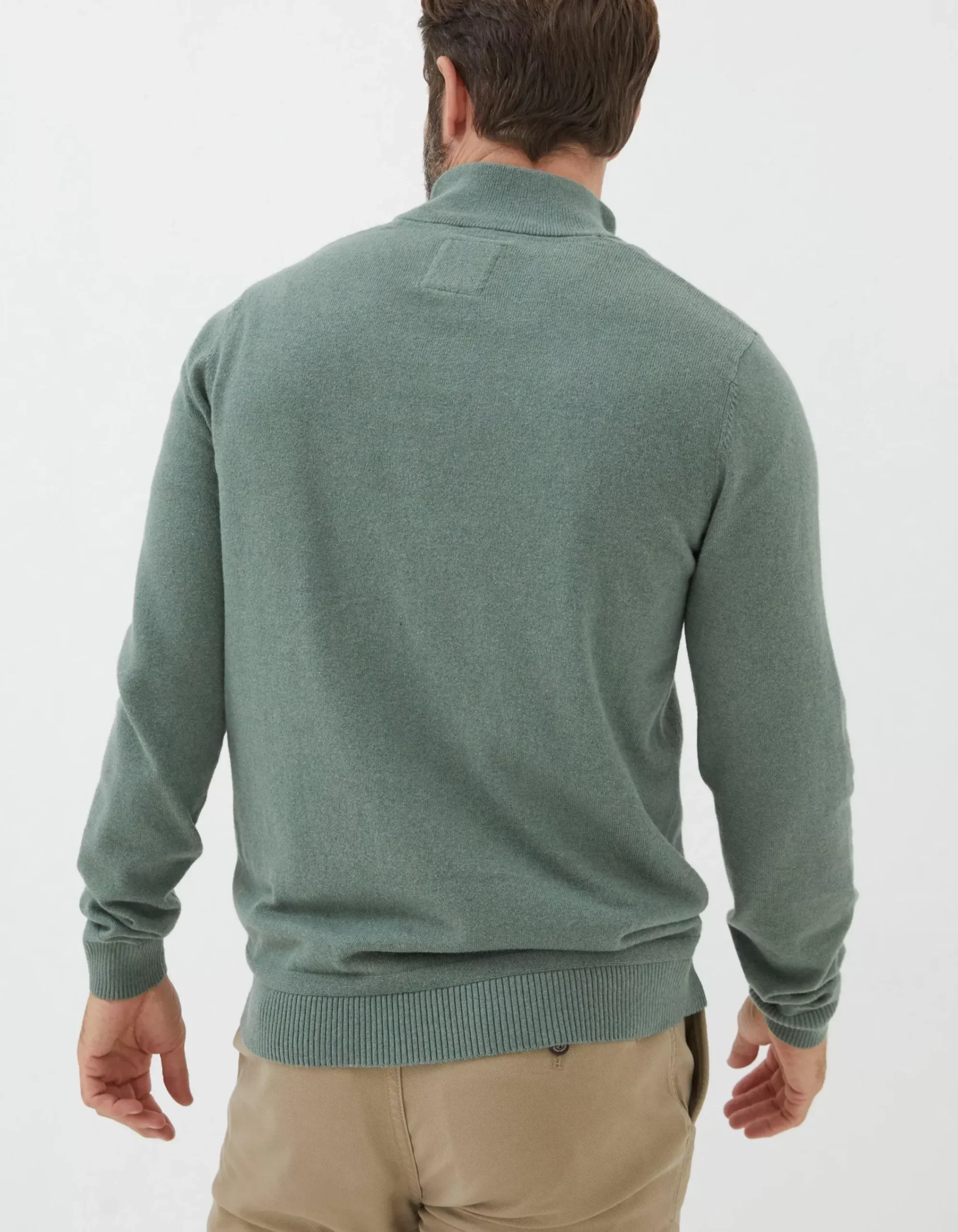 FatFace Braunton Half Neck Jumper Green Haze Best