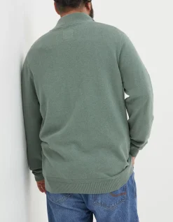 FatFace Braunton Half Neck Jumper Green Haze Best