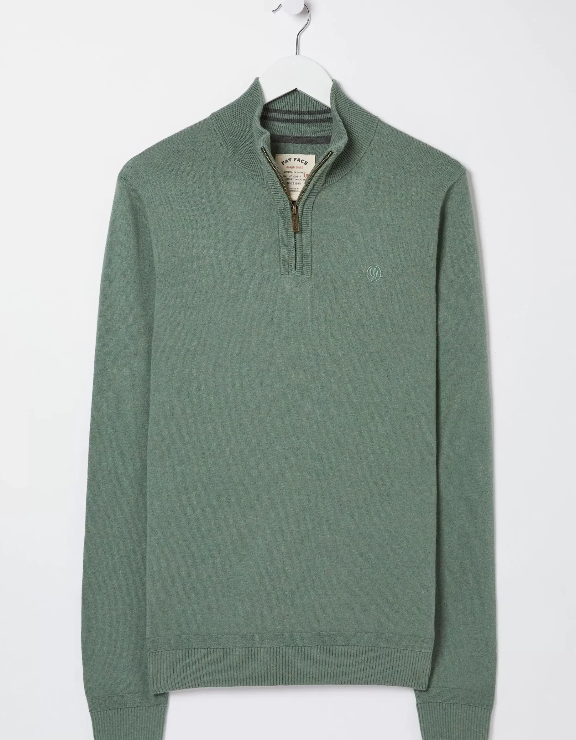 FatFace Braunton Half Neck Jumper Green Haze Best