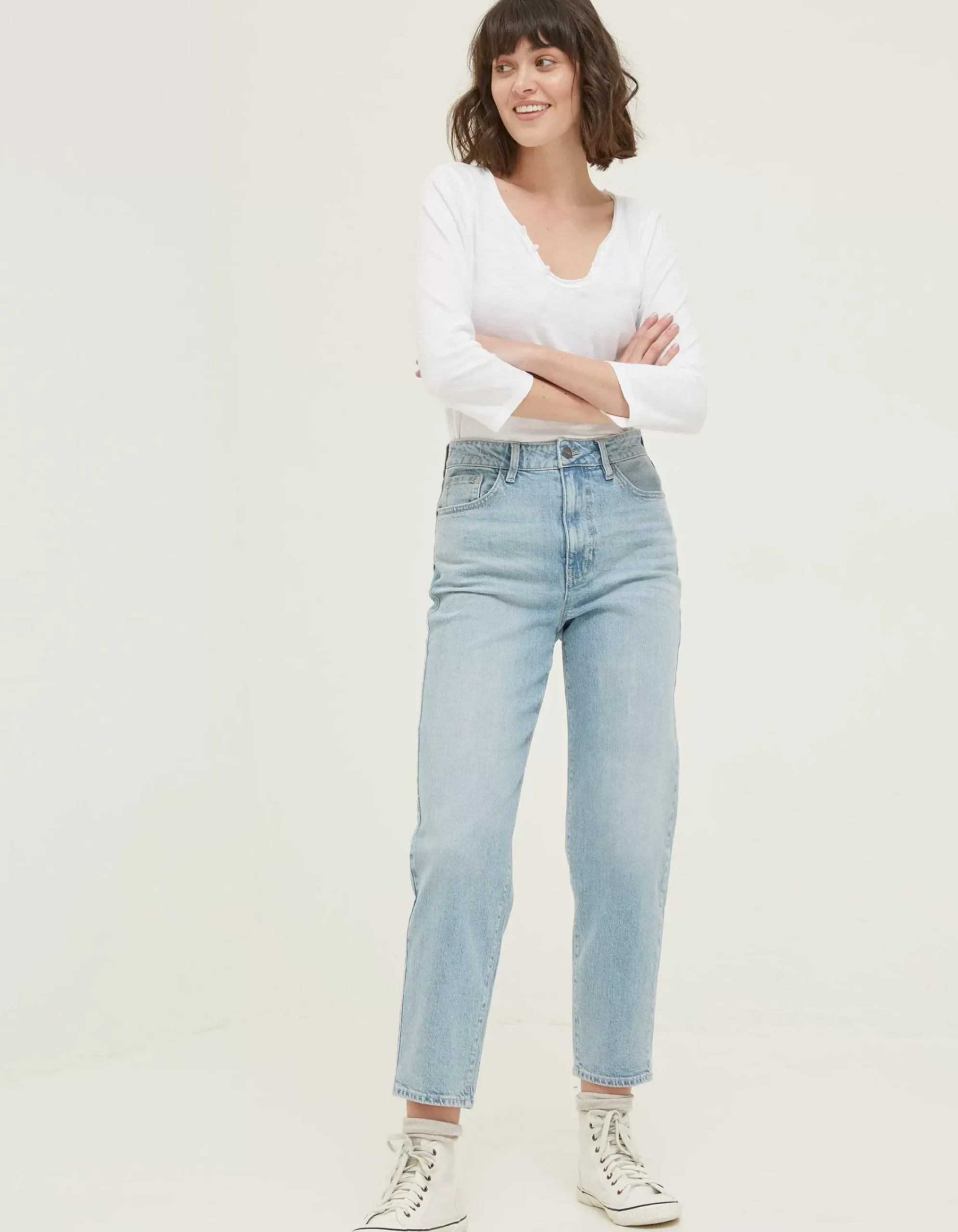FatFace Bray Barrel Comfort Stretch Jeans Light Blue Discount